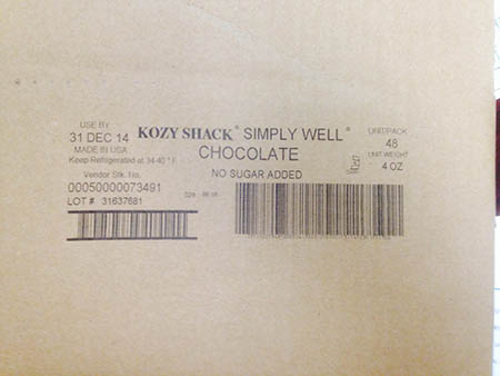 Kozy Shack Enterprises, LLC Issues Allergen Alert on Unlabeled Foodservice Chocolate Pudding Cups (Milk)